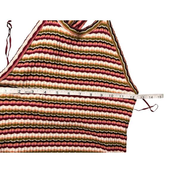 AE American Eagle Women's Striped Ribbed Halter Crop Top Multi Color Size Medium - Picture 8 of 15